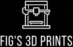 Logo of FIG'S 3D Prints with a 3D printer icon on a black background